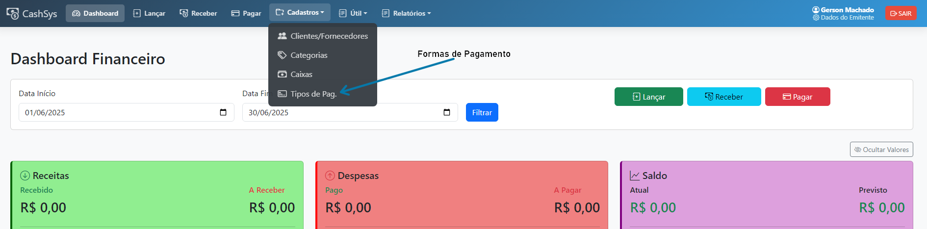 Formas de Pagamento