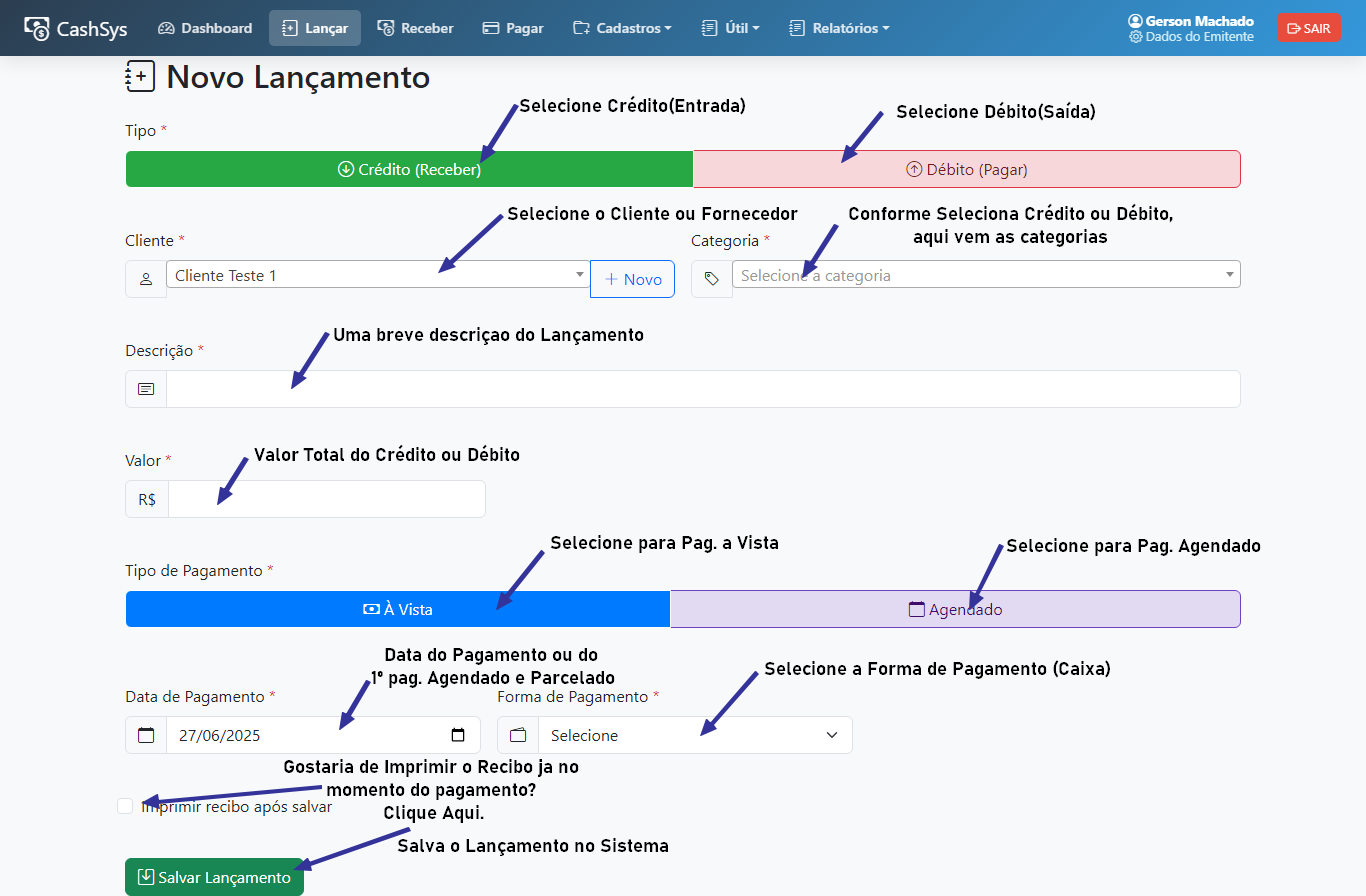 Inclusão de Lançamentos