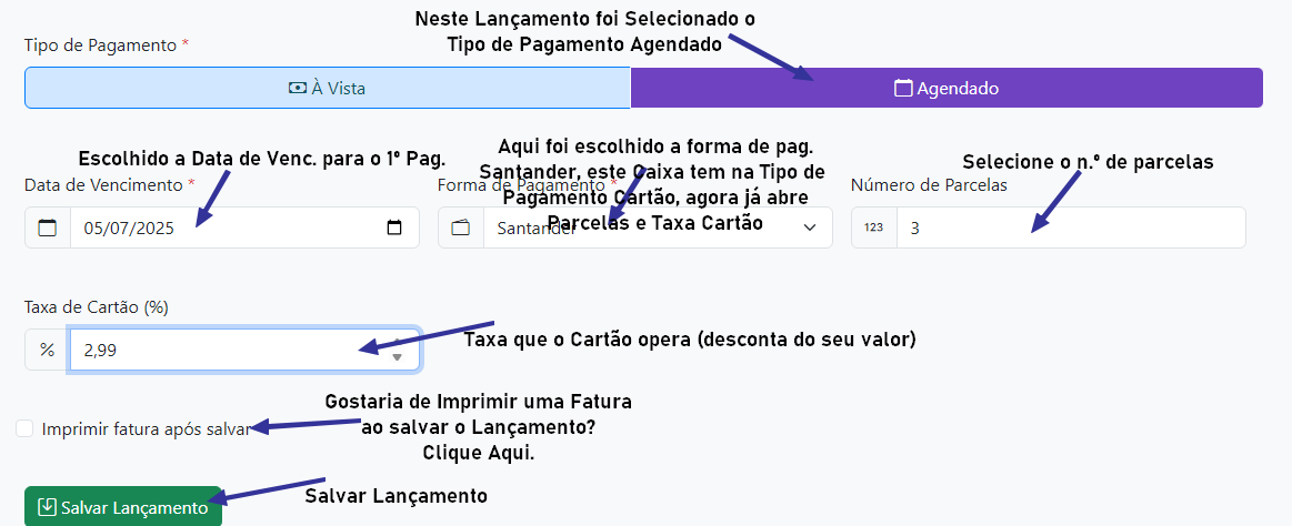 Inclusão de Lançamentos
