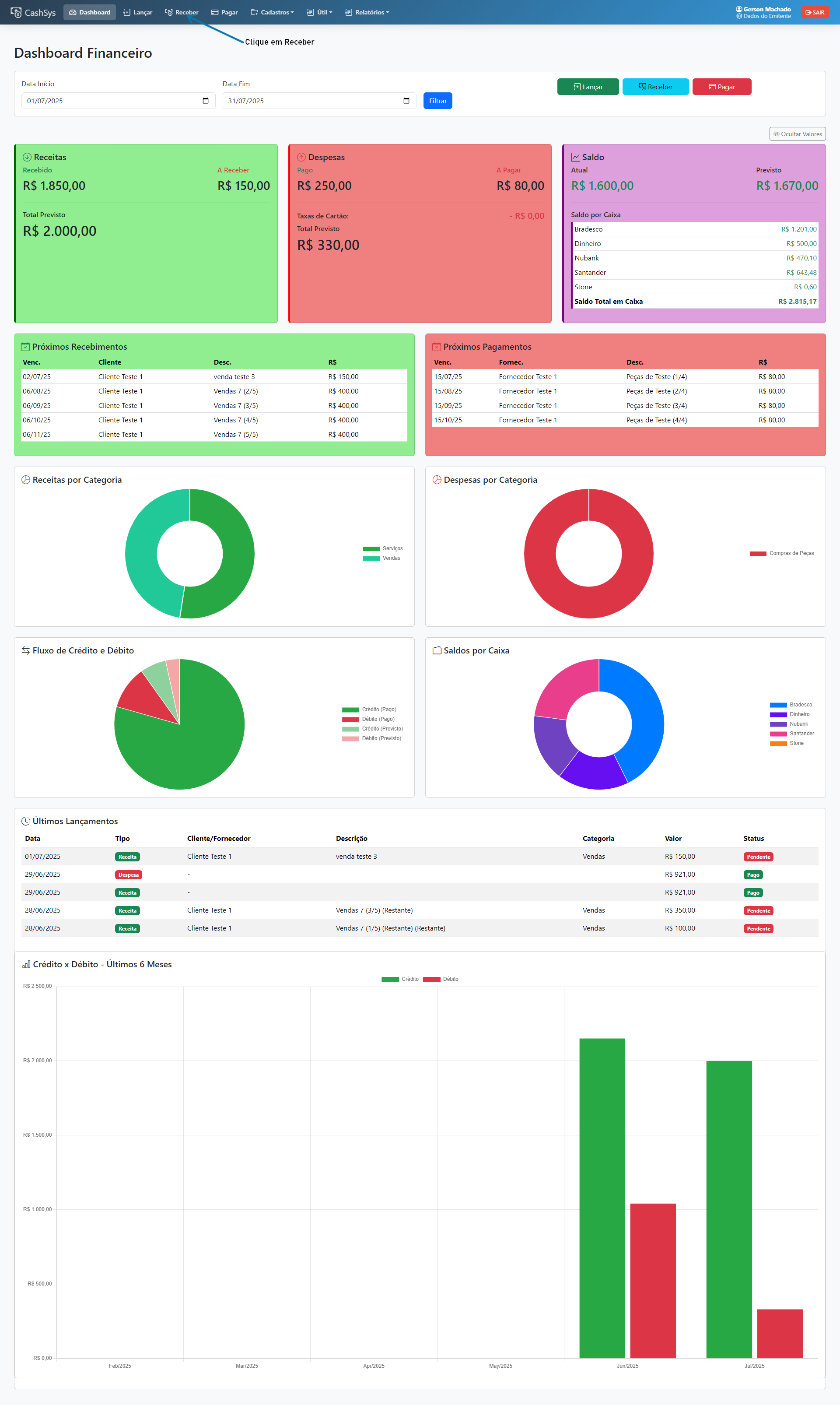 Pagamentos e Recebimentos
