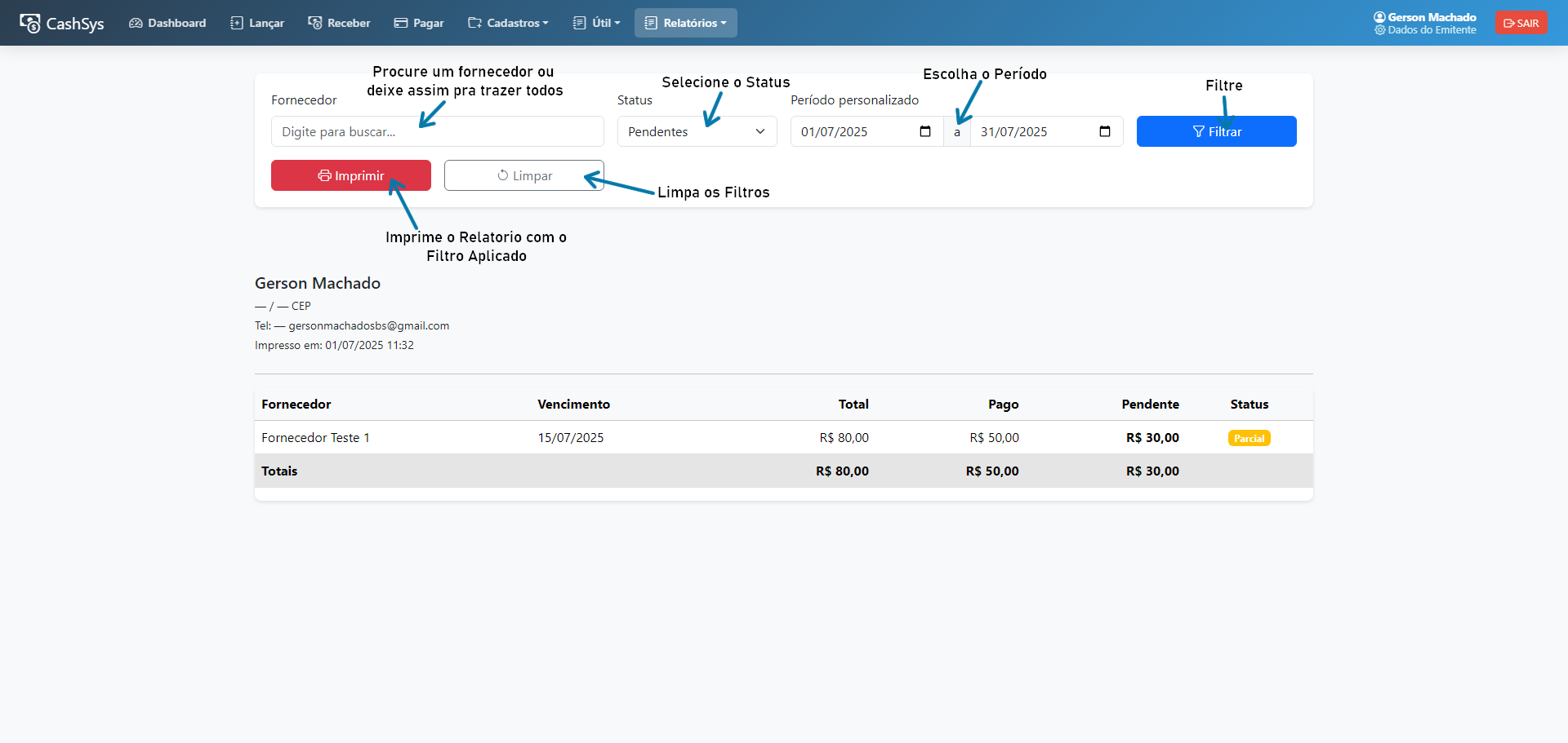 Relatórios Financeiros